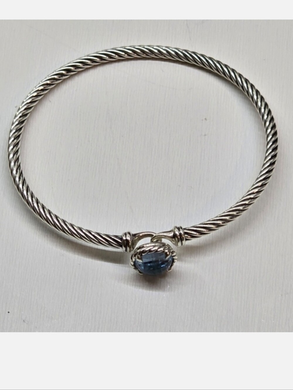 David Yurman petite Chatelaine sterling bracelet with blue topaz Size: M